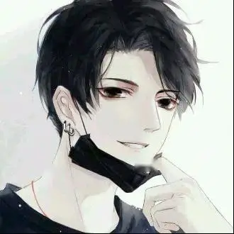逆光侧脸动漫男生头像 深蓝瞳孔